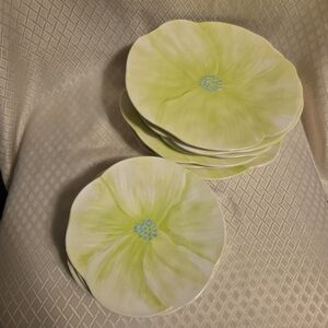 Floral Melamine Plastic 10 Plate Lot Bowring Yellow Flower Textured